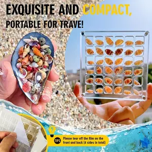 Acrylic shell collection box, 36-compartment transparent display box, used for storing shells and stones, beach treasure souvenir storage box
