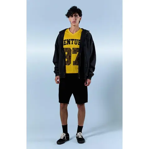 Pacsun Men's Harrison Cutoff Baggy Jean Shorts Stretch Black