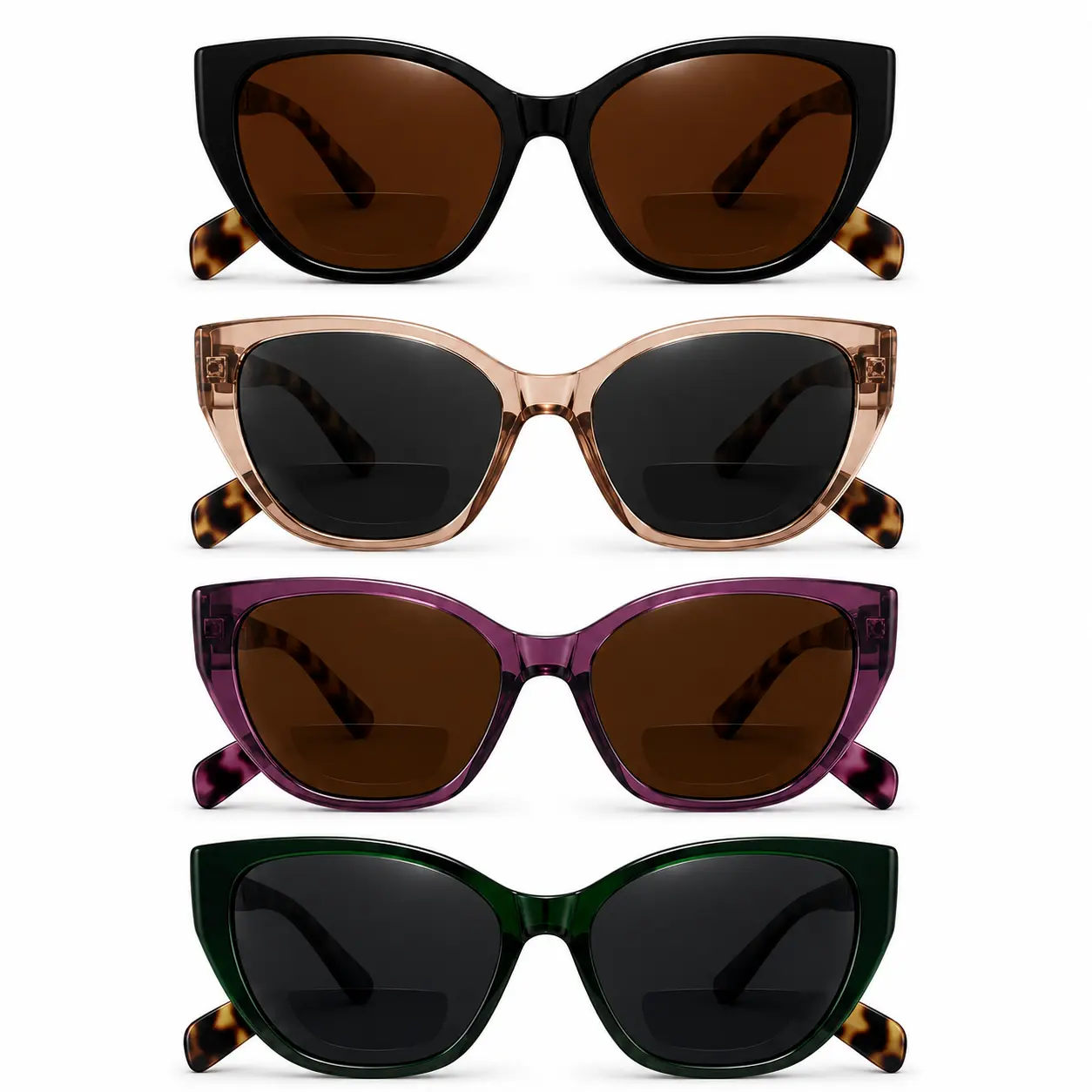 Bifocal Reading Sunglasses for Women, Cat Eye Sun Readers with UV Protection, HD Tinted Lenses, Lightweight Outdoor Reader Glasses for Driving & Daily Use