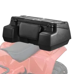 VEVOR ATV Rear Storage Box, 95L ATV Rear Cargo Box with Padded Backrest, Waterproof LLDPE and Lockable Gear Storage Box Fit Most ATVs with Rear Rack, Compatible with ATV, UTV, Can-Am Vehicles