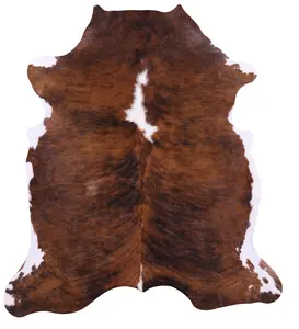 SUPER SALE Brindle Brown & White Natural Cowhide Rug - Large 7'0"H x 6'4"W