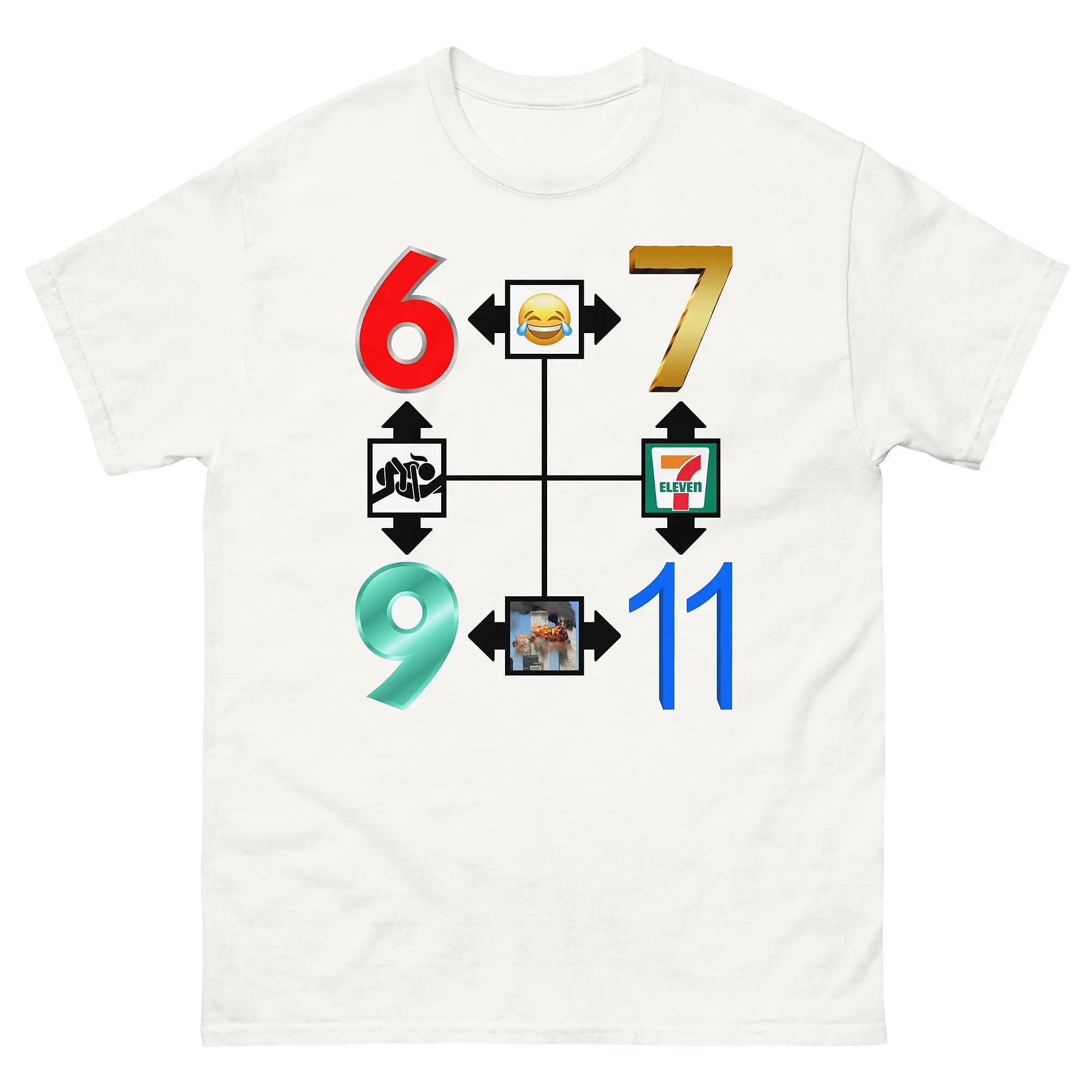 Men’s Graphic T-Shirt - 6-7, 69, 9/11 Design