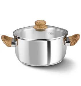 KOCH SYSTEME CS Stainless Steel Pot - 4 Quart Induction Stainless Steel Stock Pot with Lid for Pasta, Soup, Spaghetti, Steel Soup pots with Heat-Resistant Bakelite Double Handle, Dishwasher Safe