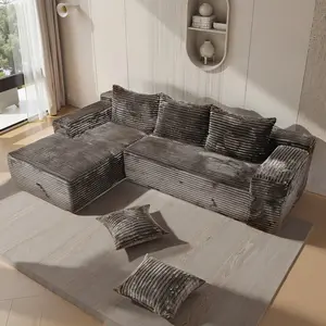 Modern Sofas For Living Room: 105.9" Modular Boneless Cloud Couch | L-Shape Sectional W/ Chaise Lounge, Deep Seat & Easy Setup | Bedroom Friendly | Khaki-colored sofa