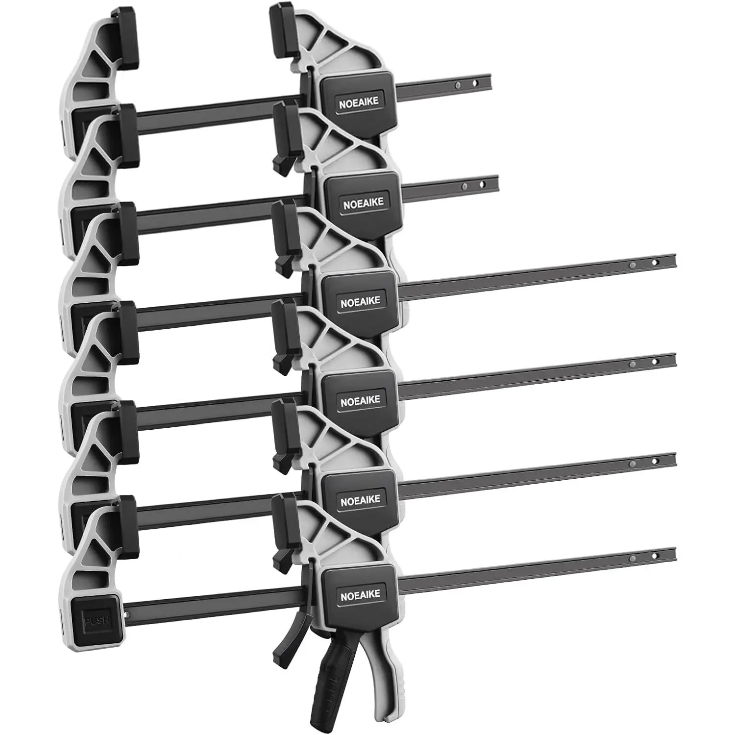 Bar Clamps for Woodworking,6-Pack Wood Clamps 12"(4)&6"(2) Light Duty One-Handed Quick Grip/Spreader Woodworking Clamp 150LBS Load Limit with Quick Change Button