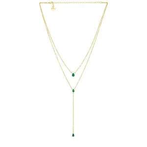 BRACHA Esmeralda Lariat Necklace in Gold & Emerald