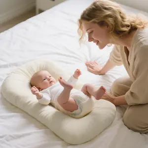 Newborn Baby Lounger 0–12 Months | Portable Infant Nest & Floor Seat for Home, Travel & Tummy Time – White