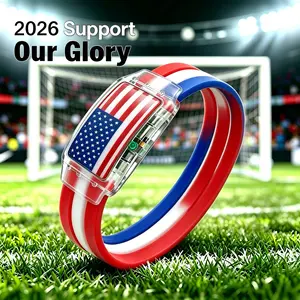 2026 USA Football Supporter LED Glowing Flag Silicone Wristbands, Luminous Fan Bracelets for Match Viewing Parties, Sports Team Pride Accessory