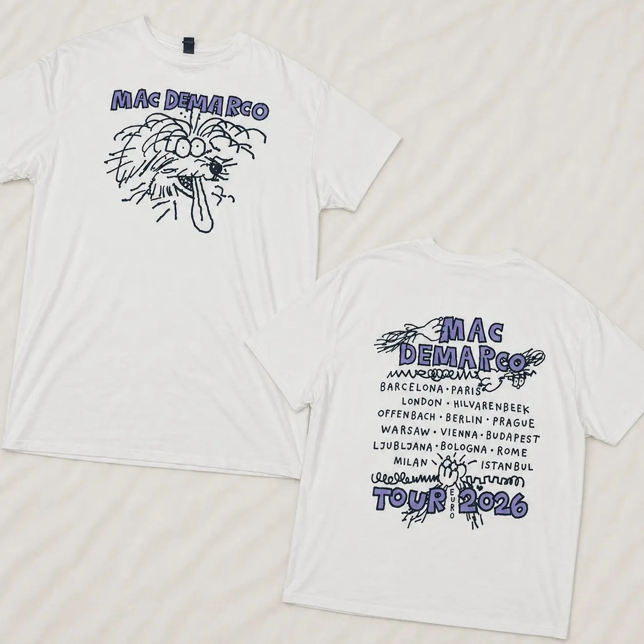[SALE OFF 50%] Mac DeMarco Euro Tour 2026 Shirt Concert Top Menswear Tshirt Front and Back Indie Music Concert Tee