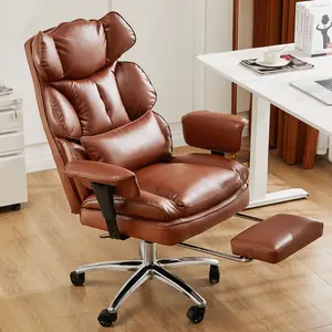Tall Executive Ergonomic Office Chair - High-Back PU Leather, Reclining, Height Adjustable Seat, Swivel Wheels, Lumbar Support, Footrest, Gaming Chair for Home Office & Computer Gaming Use