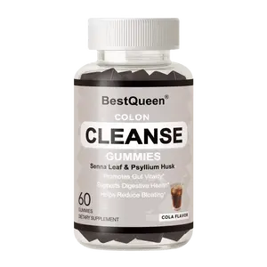 BestQueen Colon Cleanse Gummies, Vegan Non-GMO Plant Extracts, Flaxseed Aloe Psyllium Mct Oil, Supports Digestive Health, 60 Gummies, Cola Flavor