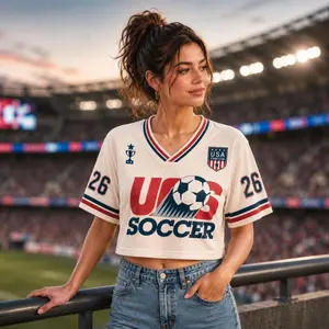 Custom Name Number USA Cropped Soccer Jersey, Personalized Name Number Football Shirt, USA Fan Crop Top, Stars and Stripes Game Day Tee GRQ
