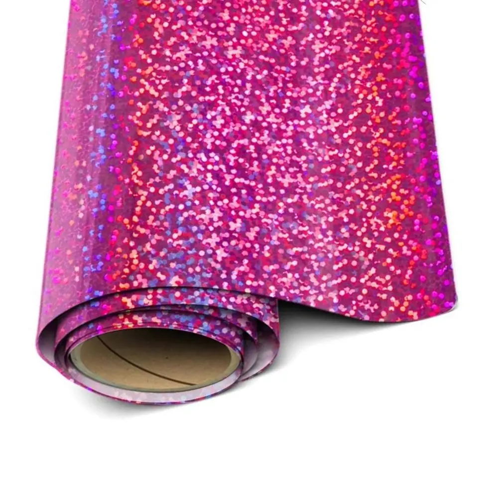Fuchsia Holographic Heat Transfer Vinyl - Siser HTV - 20" x 1 Yard ( 36 inch Roll) Iron On or Heat Press - Glitter Tshirt Design