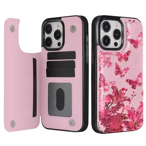 Phone Case - Magnetic clamshell phone case with fly butterfly design for iPhone 17 Pro Max, 17 Air, 16 Pro, 15, 14 Plus, 13 and 12. Also compatible with Samsung S25 Ultra, S25, S24 Ultra, S24, S23 Ultra, S23 and S22 Ultra. Comes with slot