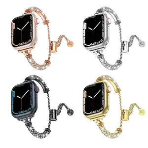 Suitable for Apple Watch strap, iWatch cylindrical full-diamond bracelet style, Apple metal watch strap for women