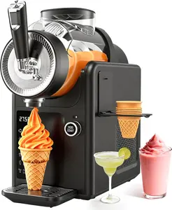 Slushie Machine No Ice Needed, 2-in-1 Frozen Drink & Soft Serve Ice Cream Maker, Self-Chilling Slushy Maker with 5 Presets, LED Display & Auto Clean for Home & Party (Black)