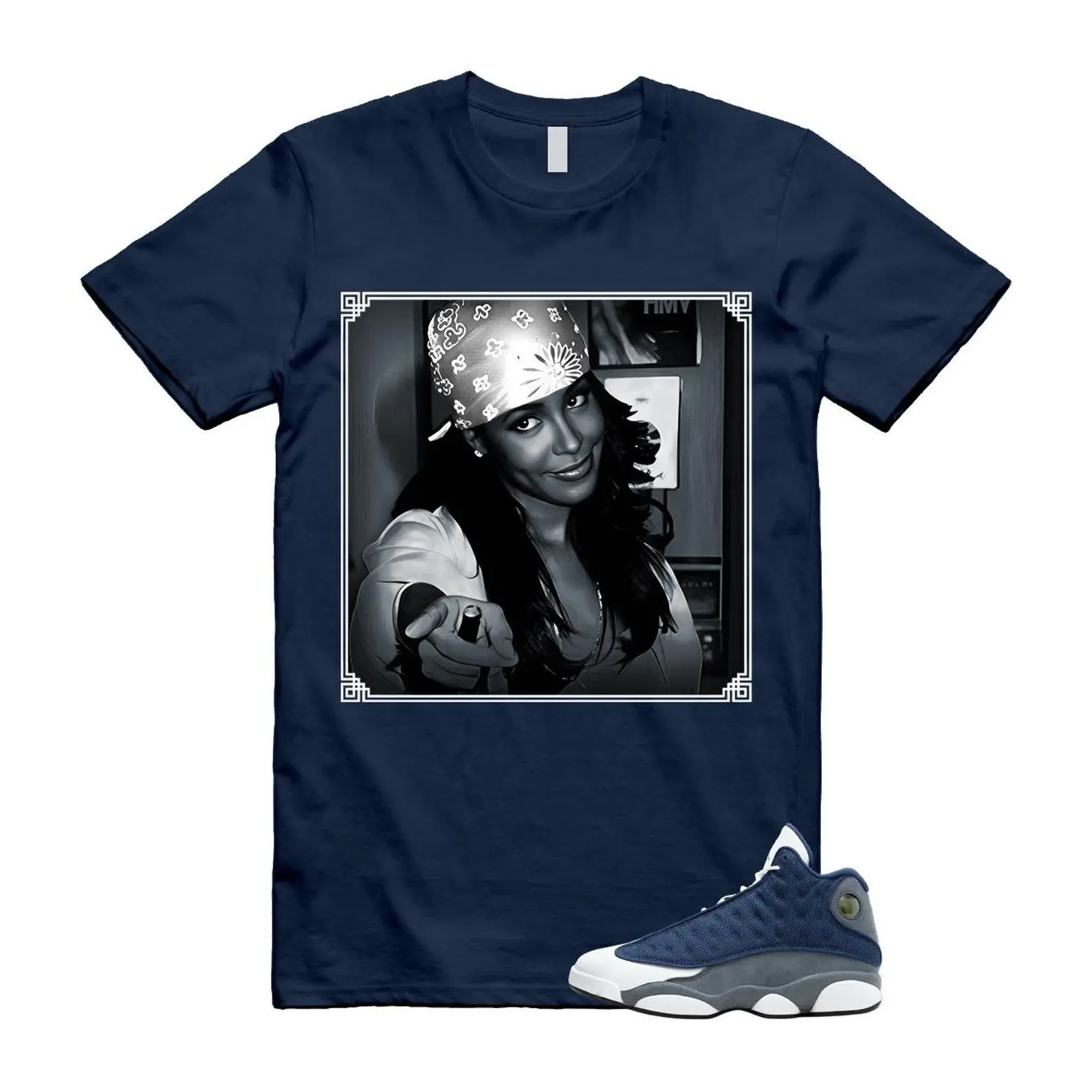 13 Flint Navy Grey Matching T Shirt, Aaliyah Meme Graphic Shirt, 90s Hip Hop Tee, Gift For Women and Man, Unisex T-Shirt, Sneaker Head Gift