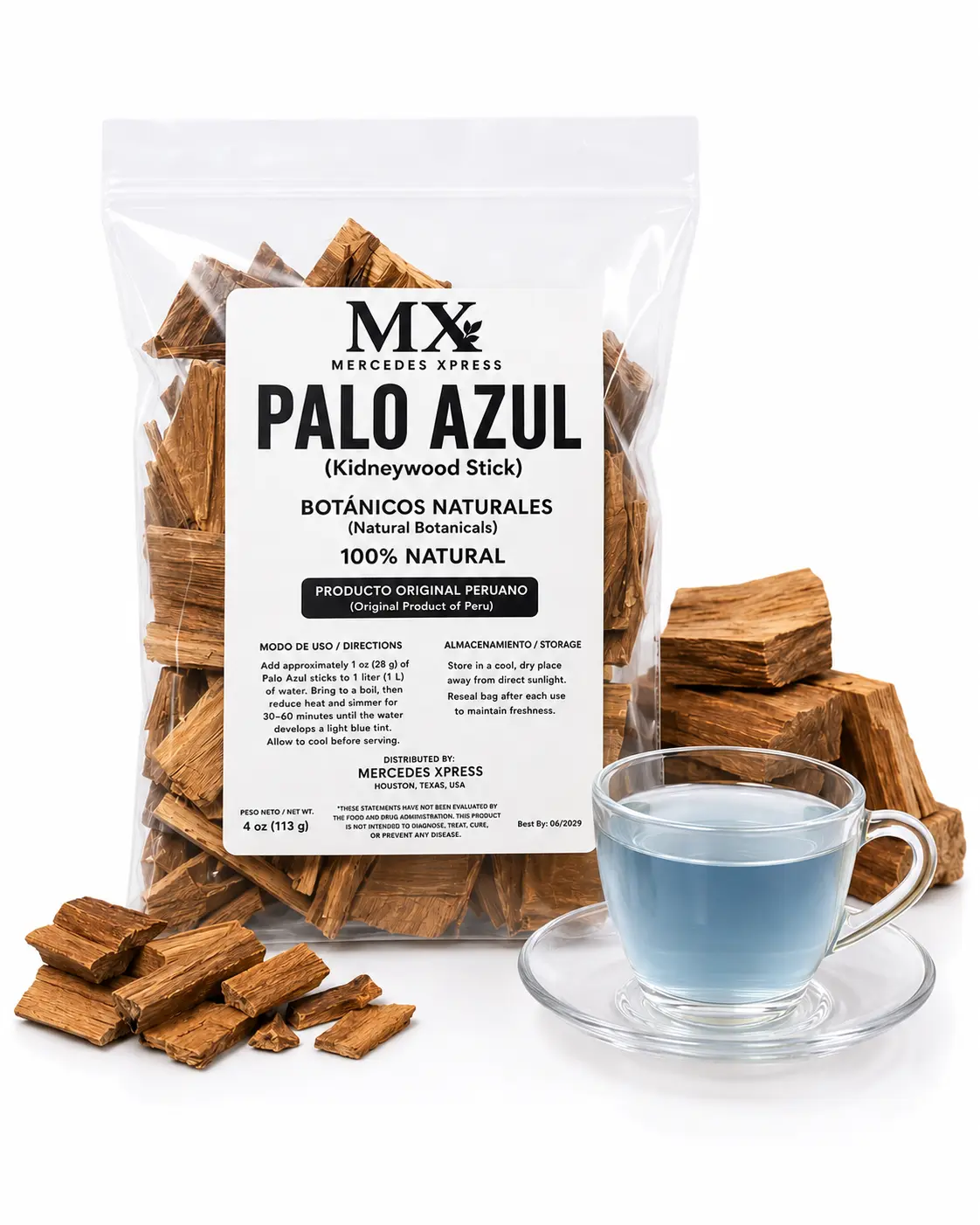 Palo Azul | Te Palo Azul MX de 4oz Autentico | Kidneywood (Blue Stick) Herbal Tea | Wildcrafted 100% Natural Herbal | Non-GMO