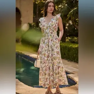 SugarLips Pany Floral Mawar Ruffle Maxi Dress