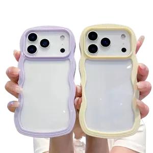 Featuring a wavy-edge design and constructed from a combination of TPU and rigid PC, this transparent, ripple-textured phone case is compatible with iPhone 17, 16 Pro Max, as well as 15 Plus, 14, 13, 12, and other models.