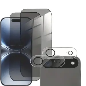 [4IN1 2Front +2Lens] 2Counts Anti Spy Protective Tempered Glass Screen Protector with 2Counts Back lens film Suitable For iPhone 17 17Pro Pro Max 17Air Full-Cover Anti-Glare Anti-Fingerprint No Bubbles, Accessories