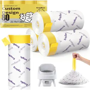 80 Count Automatic Cat Litter Box Liners Compatible with PetPivot AutoScooper 11/12 and Similar Open Top Self Cleaning Litter Box, Heavy Duty Cat Litter Bags Liners with Drawstring, 25.19" x 11.8"
