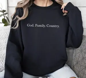 God. Family. Country. Embroidered Unisex Sweatshirt | Christian sweatshirt, fearless faith, courageous faith, conservative sweatshirt