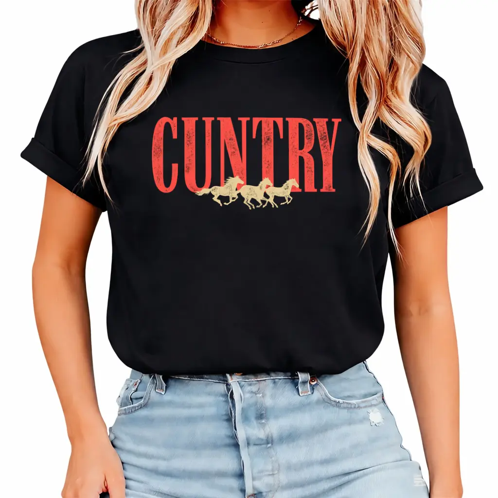 Vintage Cuntry Shirt, Retro Funny Country T-shirt, Cowgirl Rodeo Graphic Tee, Country Concert Clothing