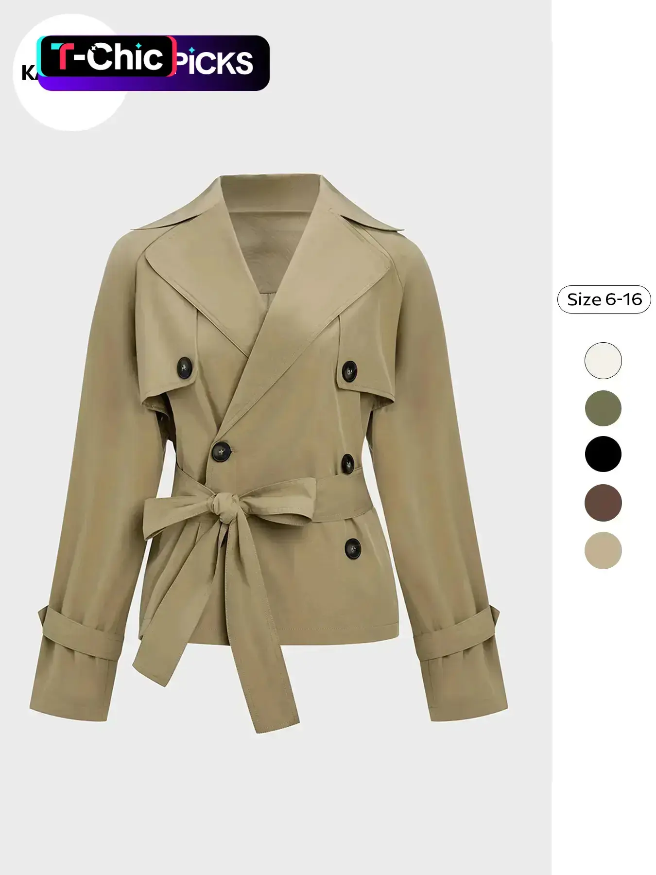 Trendy Lady Womenswear Basic Solid Color Lapel Double Breasted Long Sleeve Casual Trench Coat, Jackets, Outerwear, Casual Fashionable Outerwear, Casual Outerwears