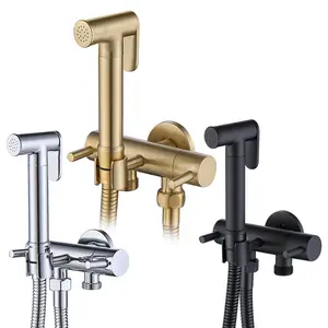 Brass Toilet Bidet Faucets Sprayer Black Handheld Bidet Sprayer Hand Shower Bidet Set Self Clean G1/2 Brushed Gold