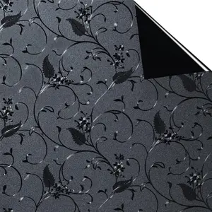 Total Blackout Window Film, 100% Light Blocking, Privacy Glass Door Film, Etched Flowers, Room Darkening, No Glue, Anti UV, High Privacy