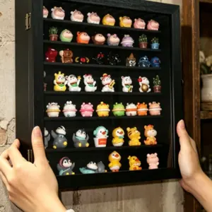 Multi-Layer Large Wooden Decorative Storage Cabinet, Anti-Fall Organic Glass, Home Decor, Craft Supplies, Gift Choice, Holiday Display Case