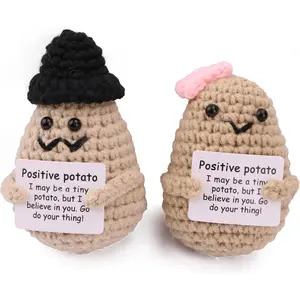 2 count Mini Cute Creative Crochet Potatoes,  Crochet ,   Year Gifts, Birthday Gifts, ' Parties,  Decoration to Encourage Refueling ( Hat)