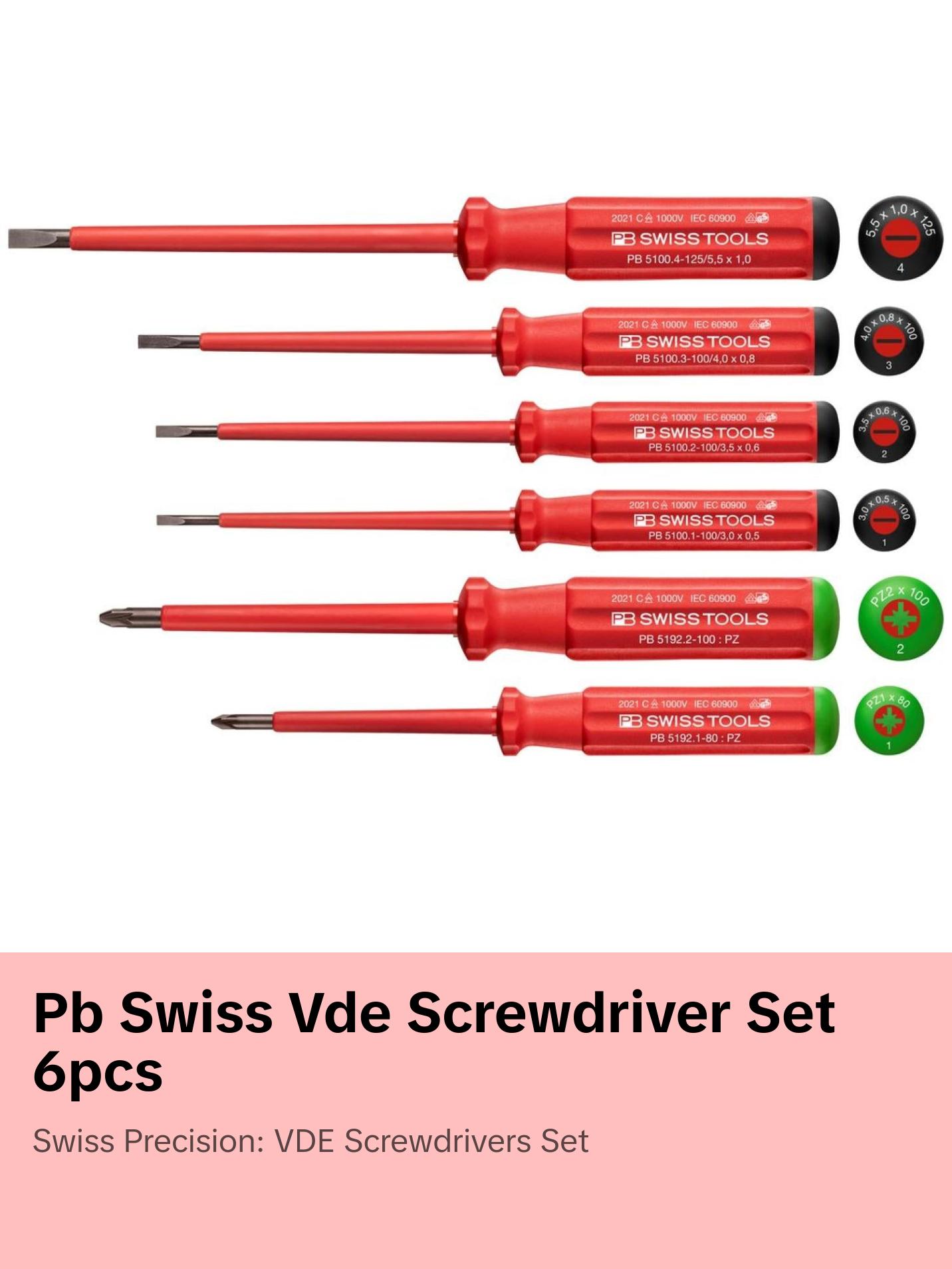 PB Swiss Tools PB 5543 Classic VDE Screwdriver Set, Slim, 6pcs