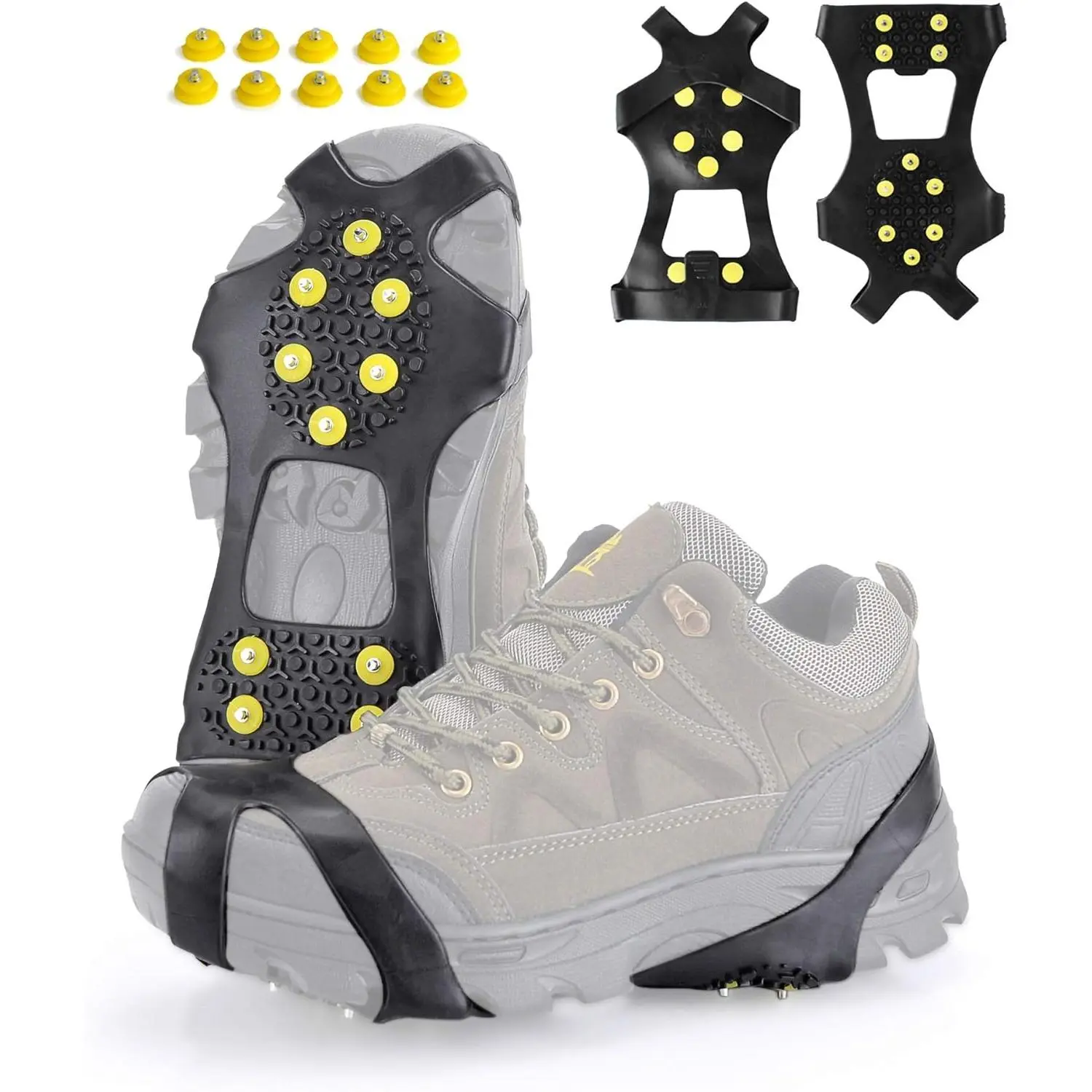 Ice Cleats,Snow Ice Traction Shoe Boot Cleats, Anti Slip 10-Studs Silicone Rubber Crampons for Footwear