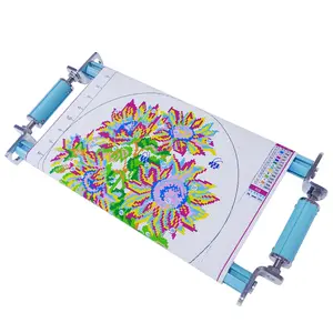 Couple Embroidery Art Blue 15.75in (40cm) 4-Slot M Embroidery Frame with 8cm Adjustable Side Bars — 2.8cm Diameter Aluminum Alloy 4-Slot Thickened Round Tube, Width-Adjustable, Suitable for Cross-Stitch, Quilting Crafts, Creation, Multi-Purpose