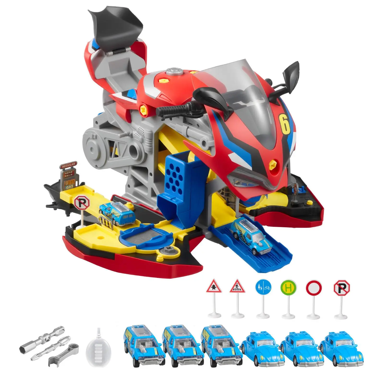 【SummerFinds】VEVOR Model Kit Motorcycles, 25-Piece Motorcycle Engine Toy with Removable Parts, Lights & Sounds, Simulated Riding, Kids Mechanic Workshop Set for Toddlers 3+ Years, Red, Miniature Detail Motorcycles, Building Block Motorcycles