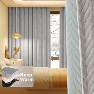 1pc Fleece Lined Blackout Curtain, Soft Velvet Fabric, Noise Reduction Windproof Warmth, Living Room Bedroom Entrance Decorative Partition Curtains