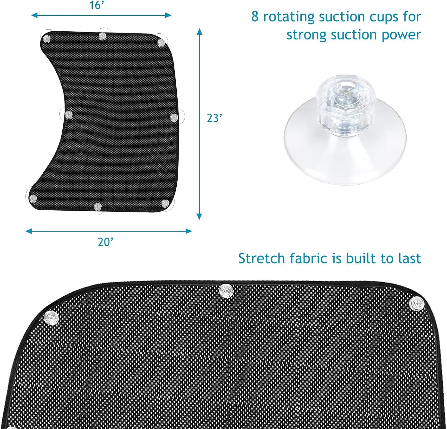 2Pcs Semi Trucks Window Shades, Side Window Sunshade for Truck with Suction Cups, 20"x23" for Volvo VNL, International Trucks, Freightliner Semi-Trailer Sunshade Accessories