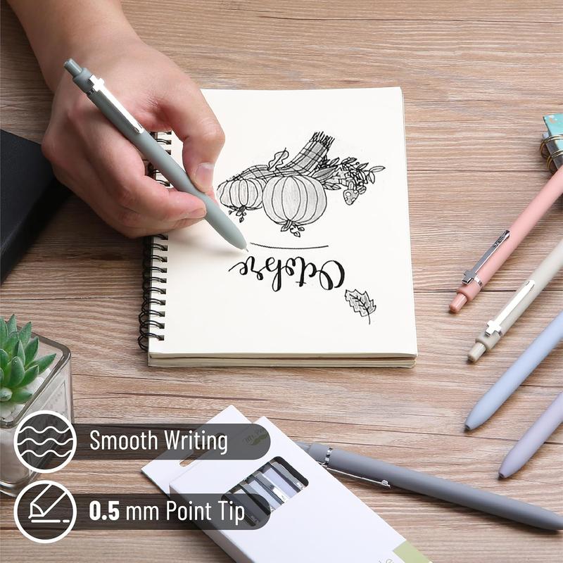 Mr. Pen- Retractable Gel Pens for Journaling, 6 Pack, 0.5 mm Black Ink, Color Barrel with Silver Cross Clip