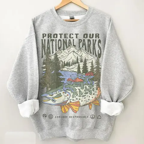 90s National Parks Unisex Sweatshirt Granola Girl Shirt Respect the Local Wildlife Pullover Hiking Camping Clothes Wanderlust Shirt, Gift for Him for Her