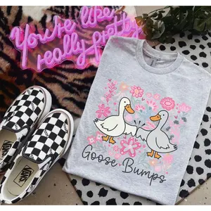 Goose Bumps Shirt - Shirts For Women - Bleached Shirt - Gildan - Porch Goose - Summer Shirts Jersey Top