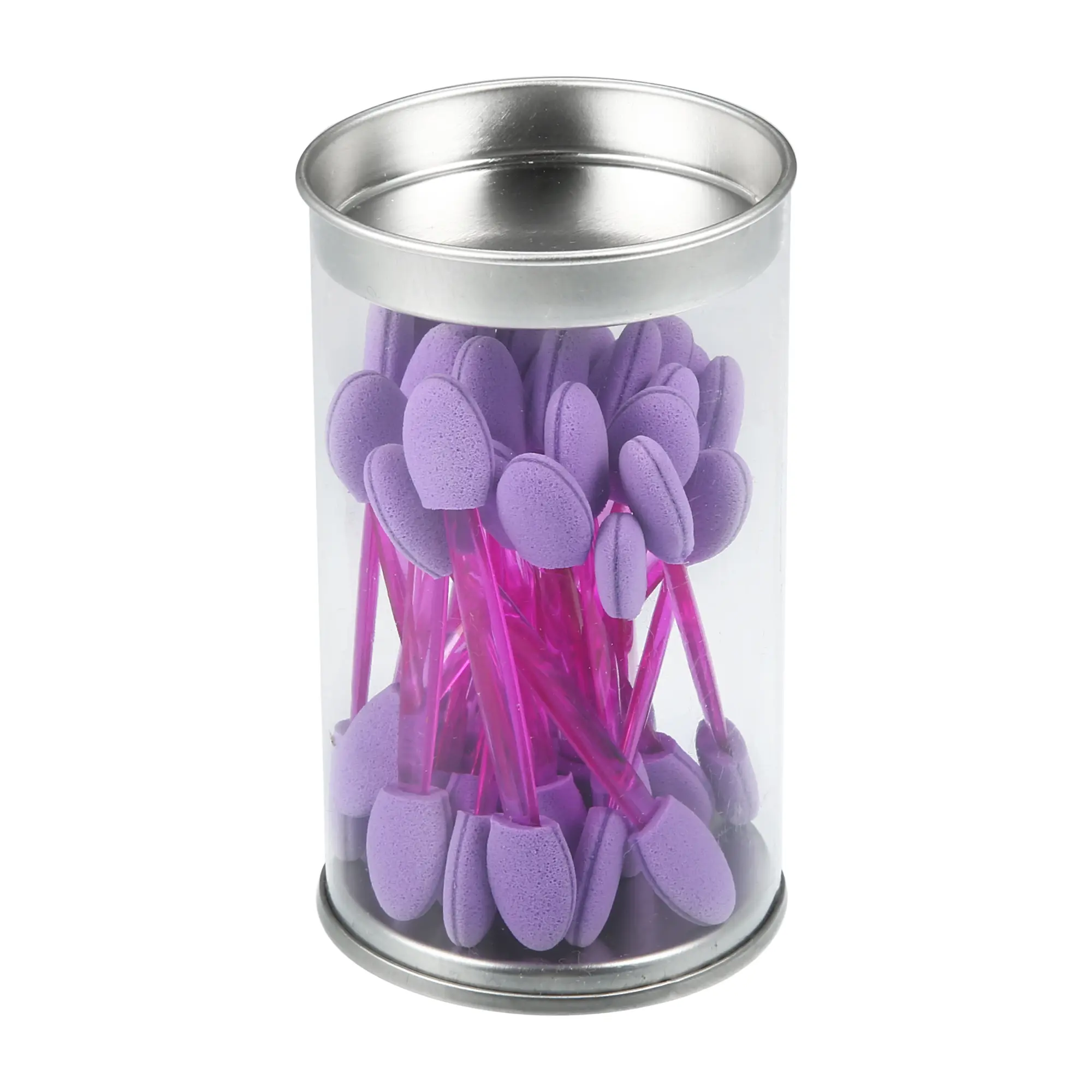 VOCOSTE 25 Pcs Dual Sides Eye Shadow Sponge Applicators with Container, Eyeshadow Brushes Makeup Applicator, Purple