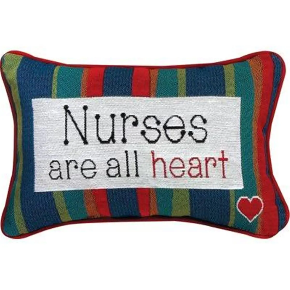 Manual Woodworkers & Weavers TWNRAH Large Heart and Bold Lettering Lumbar Pillow, 12.5x8.5 in, Nurses All Heart Word Design, Large Heart And Bold Lettering Lumbar Pillows