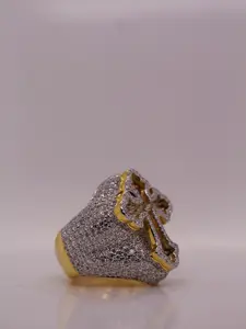 Luxury Cross Baguette Ring with Sparkling Stones and Gold Accents for Elegant Styling