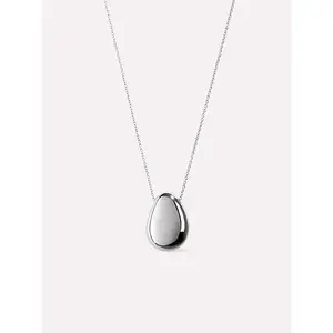 Silver Pendant Necklace - Pebble Silver
