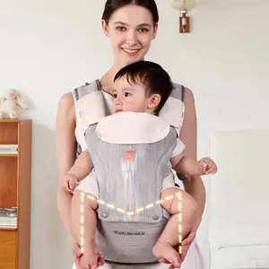 Bebamour Knit Baby Carrier Newborn to Toddler with Hip Seat Baby Carrier Front and Back Carry Carrier with Head Hood & 3 Pieces Teething Pads Postpartum