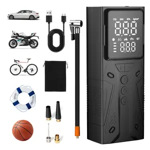 Powkit Q12 Rechargeable Tire Inflator, 15PSI tire inflator portable , With Digital Pressure Value, Air Compressor For Cars, Motorcycles, Bikes, Balls Emergency Air Pump Tire Repair Kit