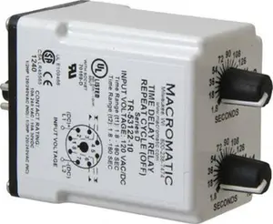 Macromatic 8 Pin, Multiple Range DPDT Time Delay Relay 10 Contact Amp, 120 VAC/VDC, Knob TR-53122-10