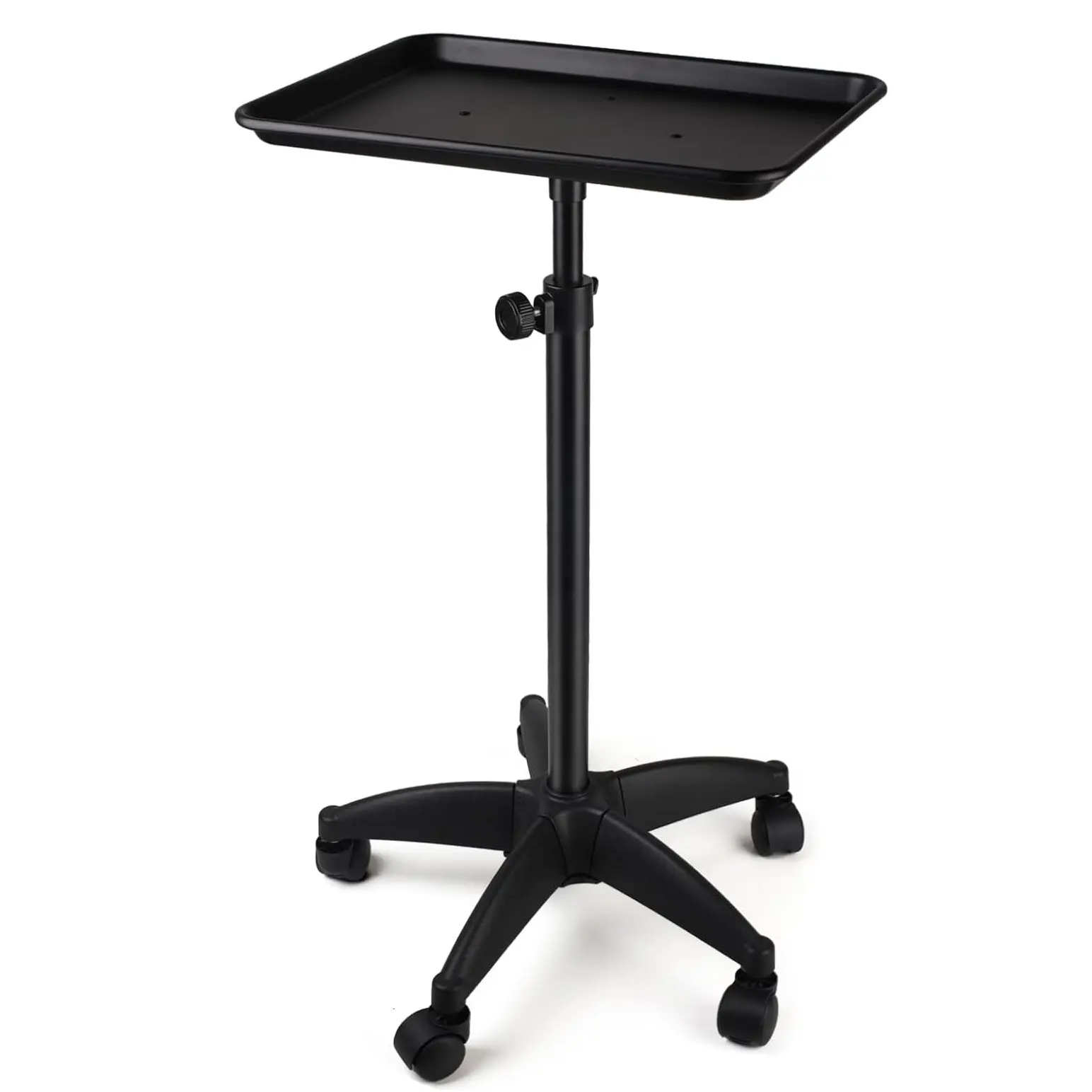 Aluminum Tattoo Rolling Tray with Wheels - Adjustable Height Salon Cart for Hair Stylist Medical Dental Tray